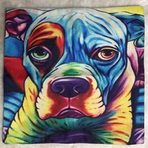 New Dog Pillowcase Only Colorful Pitbull NWT